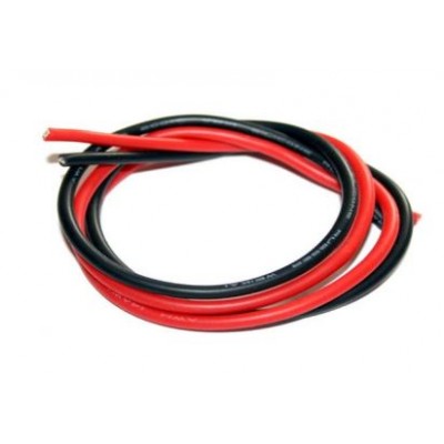 CABLE ( 14 Gauge / 2.0mm2 ) RED/BLACK - SILVER WIRES - 2 PCS - 50 cm