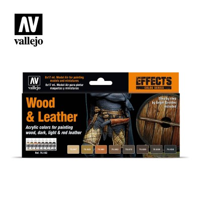 WOOD AND LEATHER - 8 PCS ACRYLIC COLORSET - VALLEJO 70182