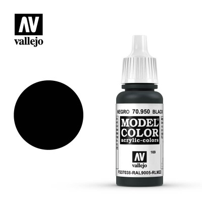 BLACK - MODEL ACRYLIC COLOR 17ml - VALLEJO 70.950 - FS37038 / RAL9005 / RLM22