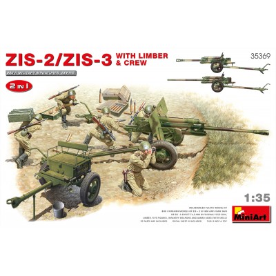 ZIS-2/ZIS-3 With LIMBER & CREW. 2 IN 1 WWII - 1/35 SCALE - MINIART 35369