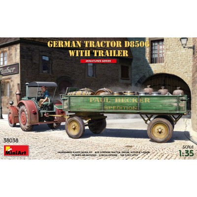 GERMAN TRACTOR D8506 WITH TRAILER - 1/35 SCALE - MINIART 38038