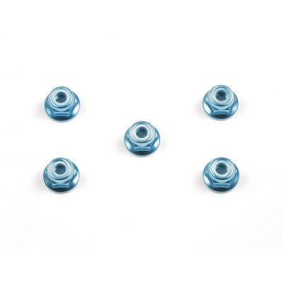 4mm ANODIZED ALUMINUM FLANGE LOCK NUTS ( BLUE, 5 pcs ) - TAMIYA 53159
