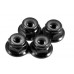 WHEEL NUTS M4 ALUMINUM FLANGED - BLUE or BLACK- 4 PCS