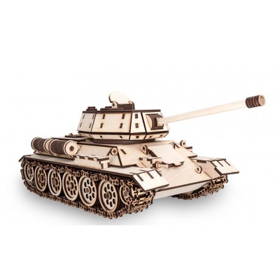 TANK T-34 - 600 PCS - mechanical 3D-puzzle with rotating turret, movable hatches and rolling wheels